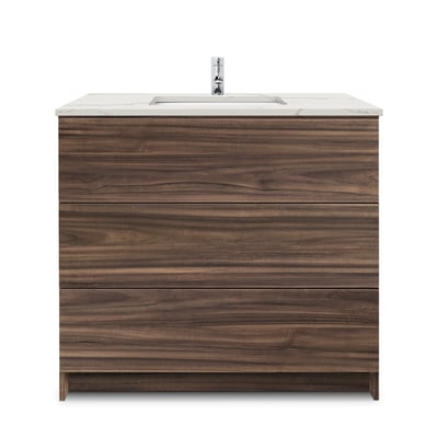 Mueble de baño moderno Element de 36″ con encimera de cuarzo y lavabo bajo encimera -