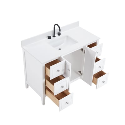 Meuble-lavabo moderne Lille avec plan en quartz blanc massif -