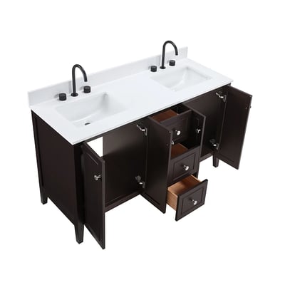 Meuble-lavabo moderne Lille avec plan en quartz blanc massif -
