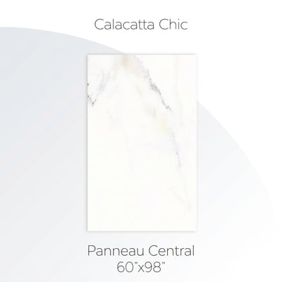 Panneau central de paroi de douche Calacatta Chic 152x249 cm avec motif de veines de marbre blanc pour douches accessibles