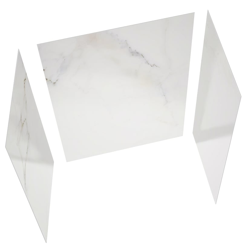 acrylic-3-panel-shower-wall-kit-calacatta-chic-printed-up-view-white-glossy-finish