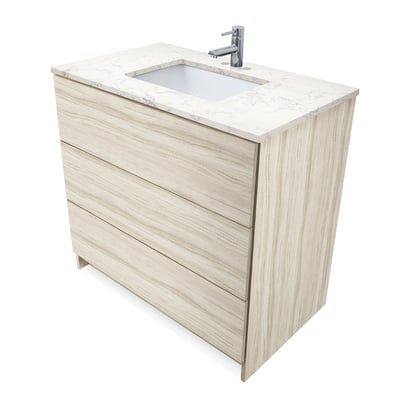 Mueble de baño moderno Element de 36″ con encimera de cuarzo y lavabo bajo encimera -