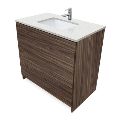 Mueble de baño moderno Element de 36″ con encimera de cuarzo y lavabo bajo encimera -