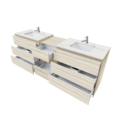 Combinación de lavabo moderno Element de pie de 92" y 102" con encimera de cuarzo -