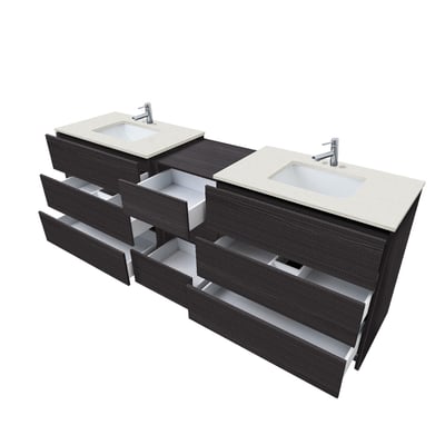 Combinación de lavabo moderno Element de pie de 92" y 102" con encimera de cuarzo -