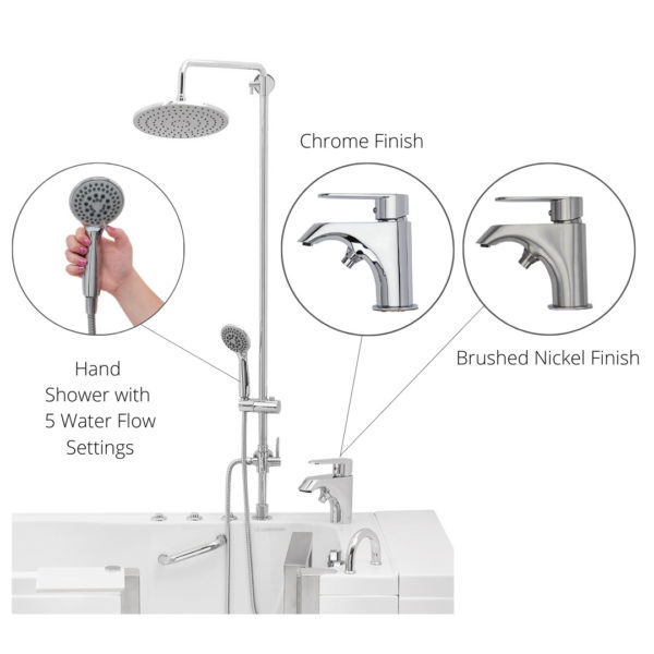 10″ Rain Shower Head & Shower Column Kit for Deck Mounted Walk-In Tub Faucets - |