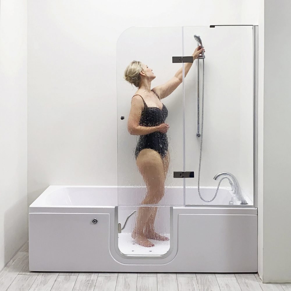 Ella Laydown Air Massage Walk In Tub With Shower Glass Fron View