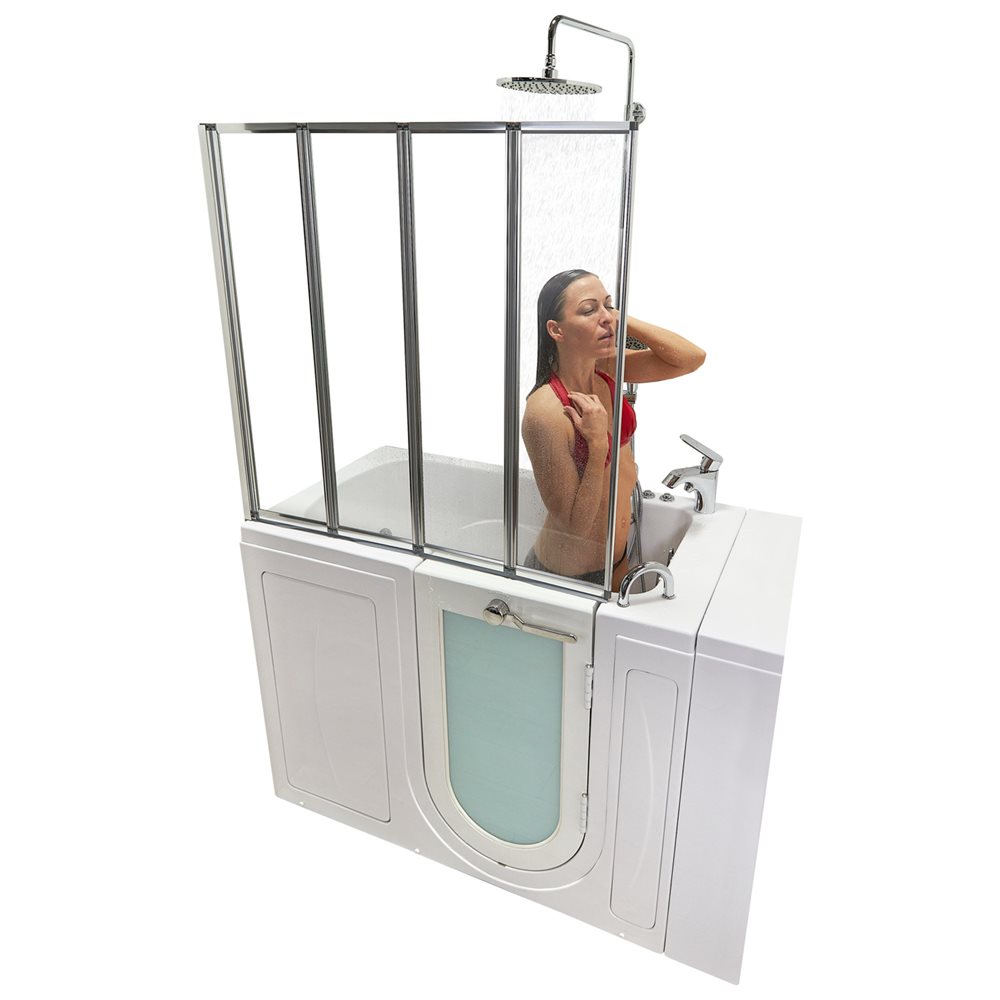 4-fold Tempered Glass Shower Screen Bath Screen For Walk-in Tubs