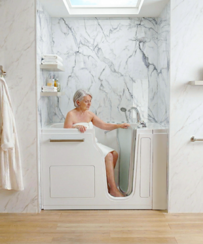 Baignoire à porte Ultra, porte en verre, acier inoxydable Ella's Bubbles