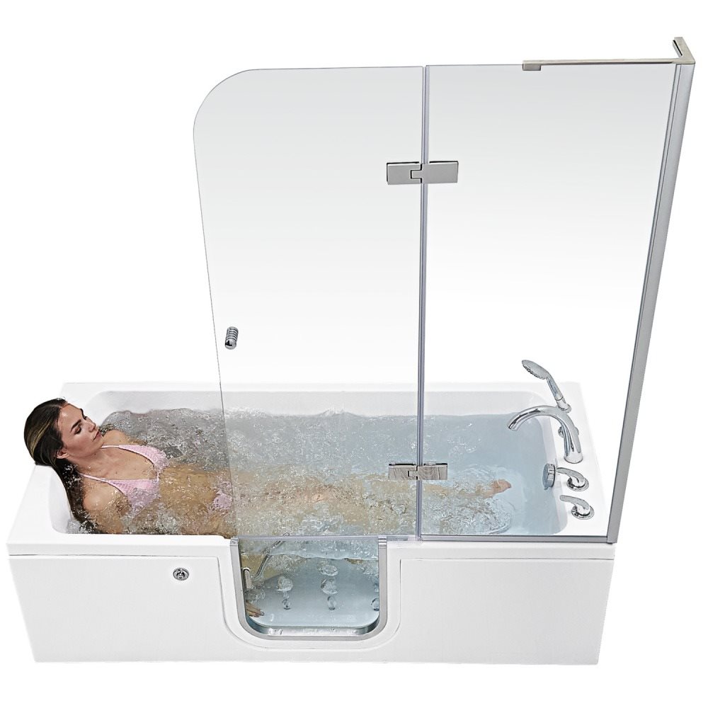 Lay Down Inward Swing Door Acrylic Walk-In Tub – 32″W x 72″L (81cm x 182cm)