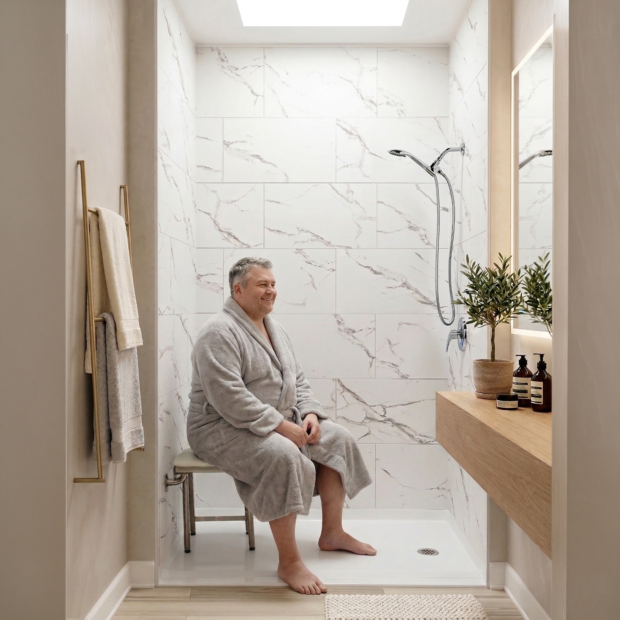 Siège de douche pliant avec design rabattable - fold up shower chair bathroom accessories ellas bubbles - Siège de douche pliant avec design rabattable