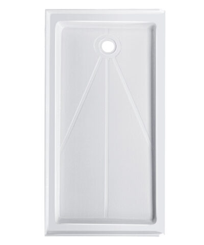 Receveur de douche rectangulaire blanc Ella’s Bubbles sur mesure, avec bonde centrale et surface texturée antidérapante