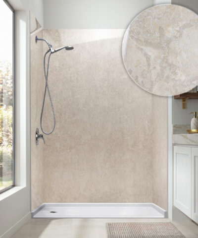 Pierre du désert, Kit d'habillage mural de douche en acrylique à 3 panneaux 40″ x 60″ x 98″