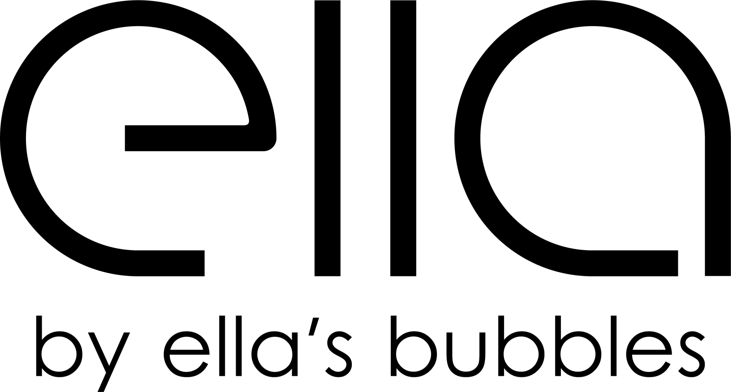 Black Ella by Ella's Bubbles wordmark logo on a transparent background