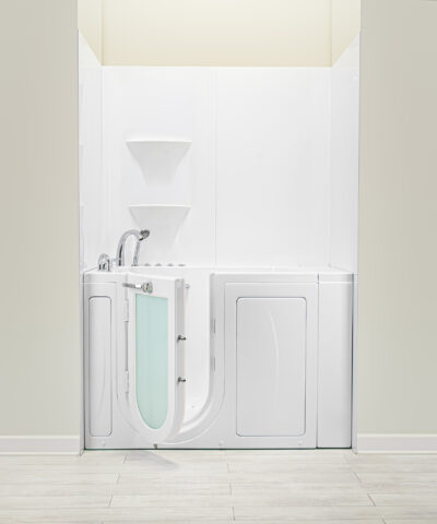 Habillage mural pour baignoire à porte, kit, blanc uni brillant – 2 étagères