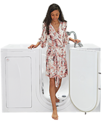 Bañera de hidromasaje de acrílico con puerta de apertura exterior Capri en liquidación 30″ x 52″ Tecnología de drenaje dual, puerta y desagüe a la derecha, SN 5852112