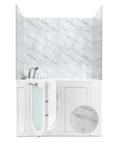 Kit de Panel de Pared para Bañera con Puerta de Mármol Carrara 36.5" x 48" x 60"