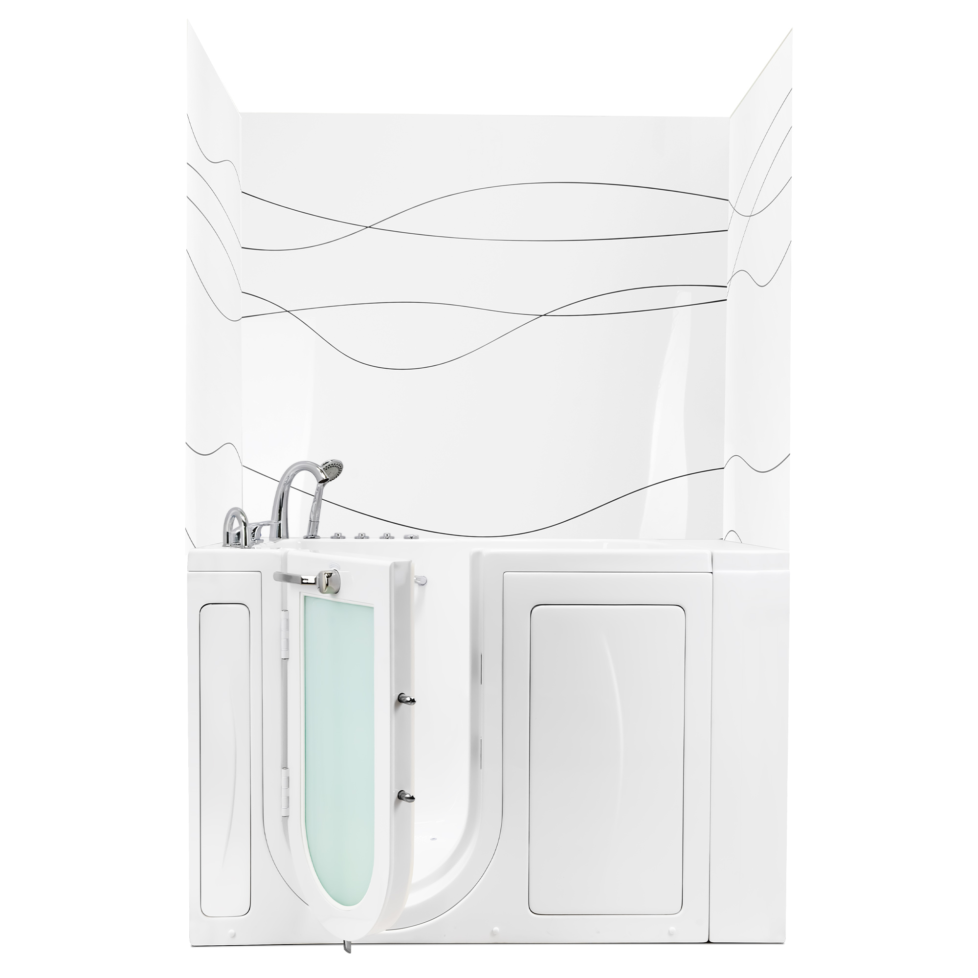 Patrón grabado CNC Flowstate en acrílico, kit de revestimiento de pared de 3 paneles para bañera con puerta 40"x48"x60" - Flow Sate A CNC walk in tub wall surround kit - Patrón grabado CNC Flowstate en acrílico, kit de revestimiento de pared de 3 paneles para bañera con puerta 40"x48"x60"