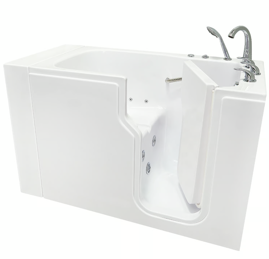 Clearance Ella Standard 30″x52” Acrylic Hydro Therapy Massage Walk-In Bathtub, RH door and drain, SN S00234 - 08a37a06ebde4429 ella standard 30x52 walk in tub sn s00234 rh door - Clearance Ella Standard 30x52 walk in tub with right hand inward door, hydrotherapy jets and chrome roman faucet