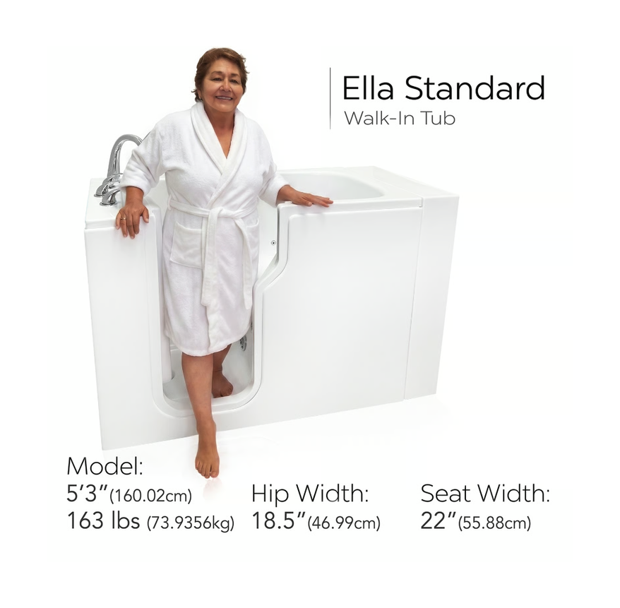 Clearance Ella Standard 30″x52” Acrylic Hydro Therapy Massage Walk-In Bathtub, LH door and drain, SN S-548 - 0fef9b9407f67793 ella standard 30x52 walk in tub sn s548 lh door zoomed out - Clearance Ella Standard 30″x52” Acrylic Hydro Therapy Massage Walk-In Bathtub, LH door and drain, SN S-548
