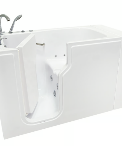 Clearance Ella Standard 30″x52” Acrylic Hydro Therapy Massage Walk-In Bathtub, LH door and drain, SN S-548 - 6bfa2c2e1bfc4aeb ella standard 30x52 walk in tub sn s548 lh door open angled view - Clearance Ella Standard 30″x52” Acrylic Hydro Therapy Massage Walk-In Bathtub, LH door and drain, SN S-548 - Image 5