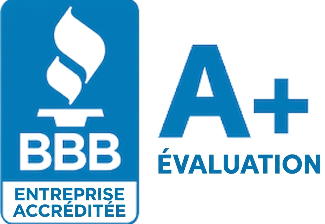 Logo d’entreprise accréditée BBB avec une note A+ pour la société de baignoires à porte Ella’s Bubbles
