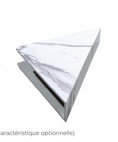 Niche de douche encastrée avec intérieur aspect marbre et cadre en nickel brossé - option pour douche accessible