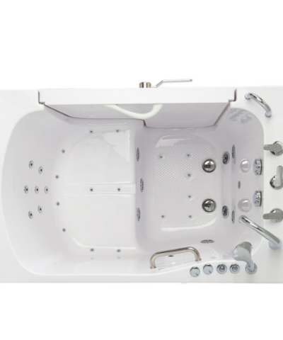 Ella TransferXXL 36x55 walk-in tub top view with door closed, hydro and air jets
