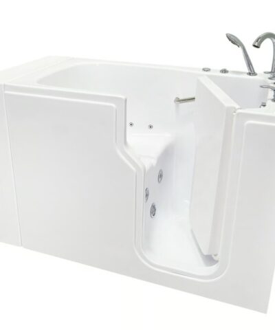 Ella Standard 30x52 acrylic walk in tub with the door open and hydro jets in the seat well