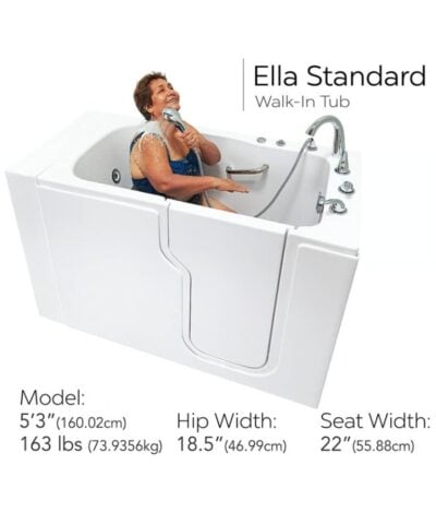 Clearance Ella Standard 30″x52” Acrylic Hydro Therapy Walk-In Bathtub, RH door and drain, SN S00025