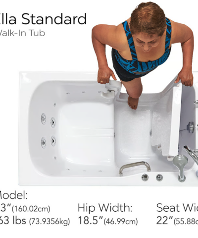 Clearance Ella Standard 30x52 Walk In Bathtub RH SN S0001P   Overhead Entry View
