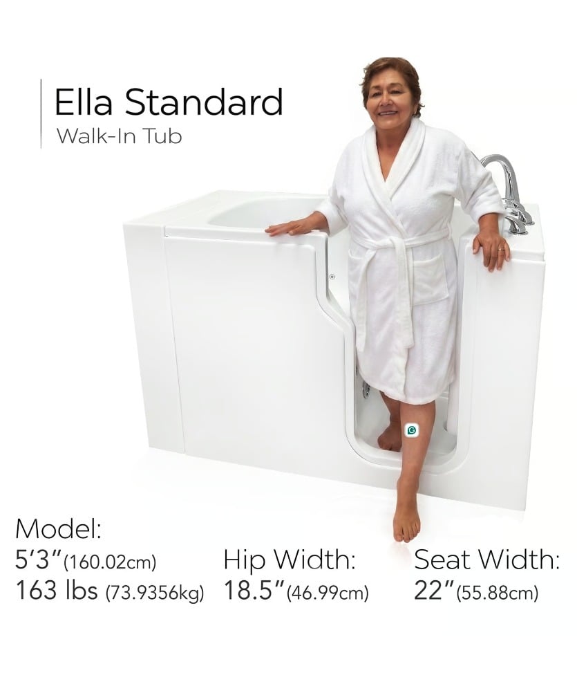 Clearance Ella Standard 30″x52” Acrylic Hydro Therapy Massage Walk-In Bathtub, RH door and drain, SN S0001W - 1534910ba4a8f199 ella standard sn s0001w 1 - Clearance Ella Standard Walk-In Tub 30x52 RH door and drain SN S0001W