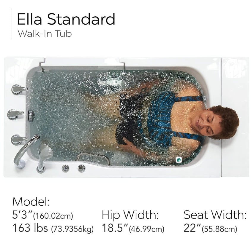 Clearance Ella Standard 30″x52” Acrylic Hydro Therapy Massage Walk-In Bathtub, RH door and drain, SN S0001W - 6f0bbc042aa23f05 ella standard sn s0001w 4 - Clearance Ella Standard Walk-In Tub 30x52 RH door and drain SN S0001W