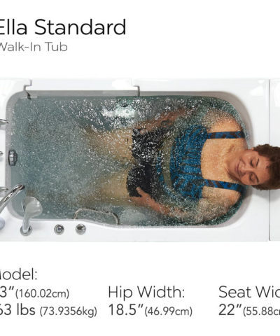 Ella Standard walk-in tub top view with hydrotherapy jets